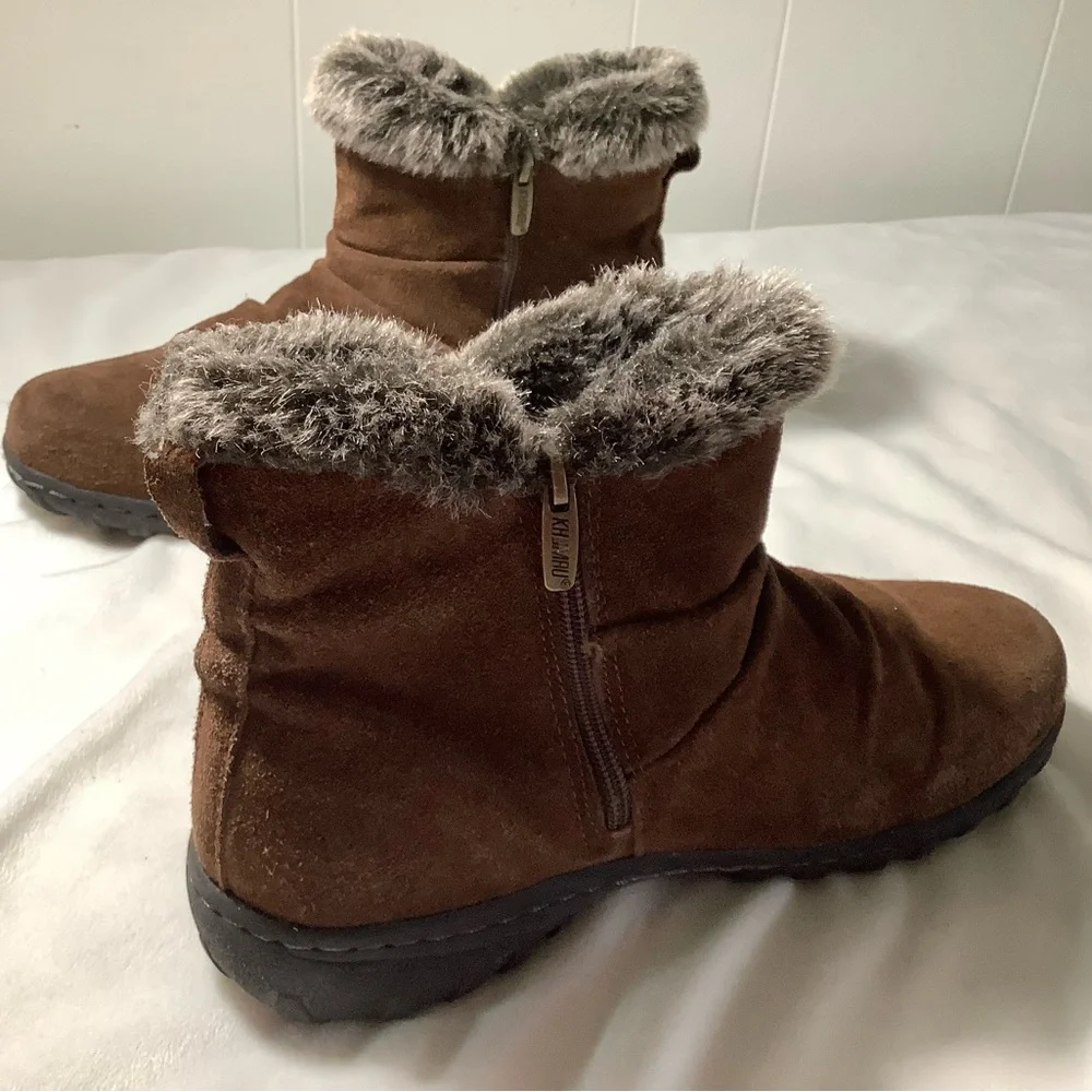 Khombu brown leather faux fur zip up boots size 10 - Picture 11 of 11